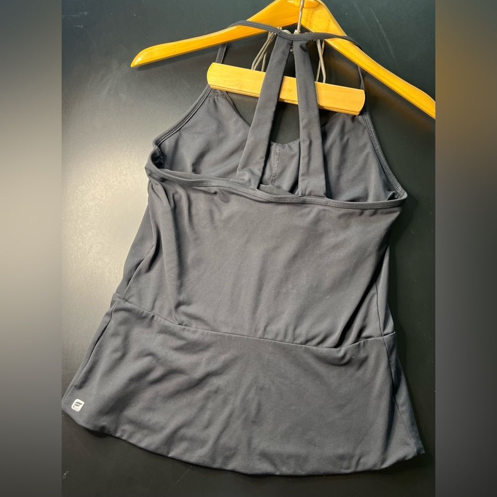 Fabletics Solid Black Diara Peplum Performance Ta… - image 7